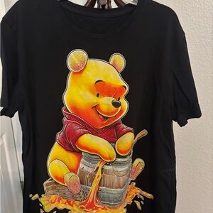 Black T-Shirt with Bear and Honey Design